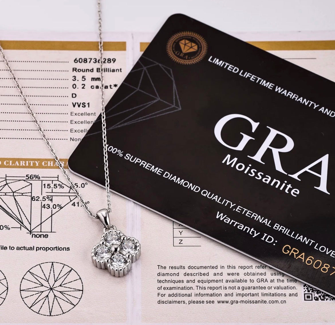 925 Sterling Silver Moissanite Ketting | GRA-gecertificeerd
