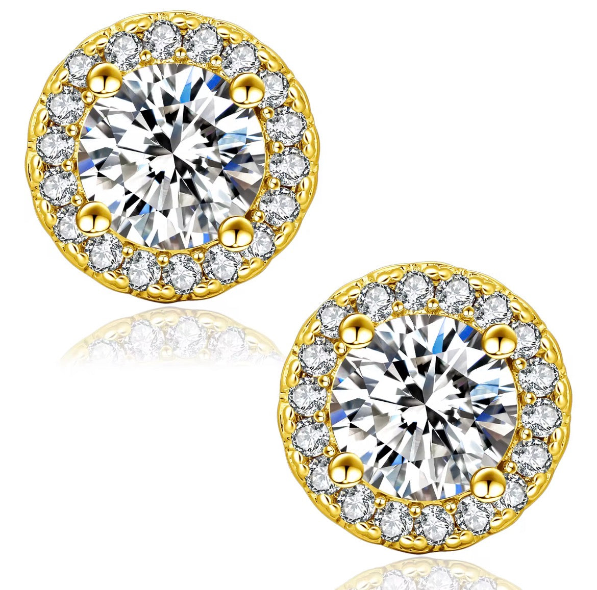 925 Sterling Silver Moissanite Halo Oorbellen | GRA-gecertificeerd