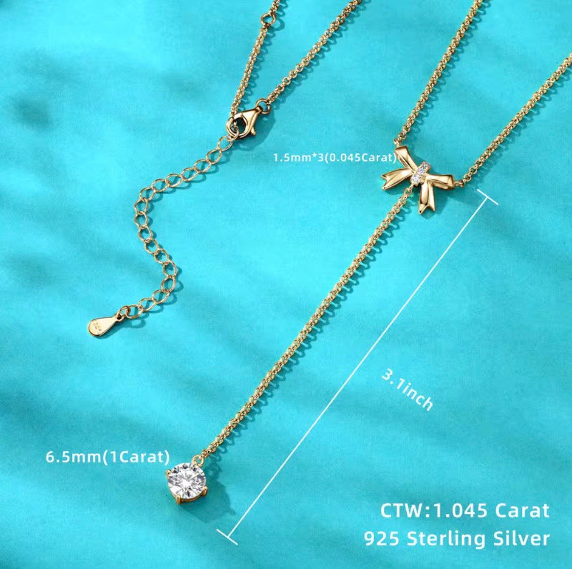 Moissanite Strik Y-Ketting | 925 Sterling Zilver | GRA-gecertificeerd