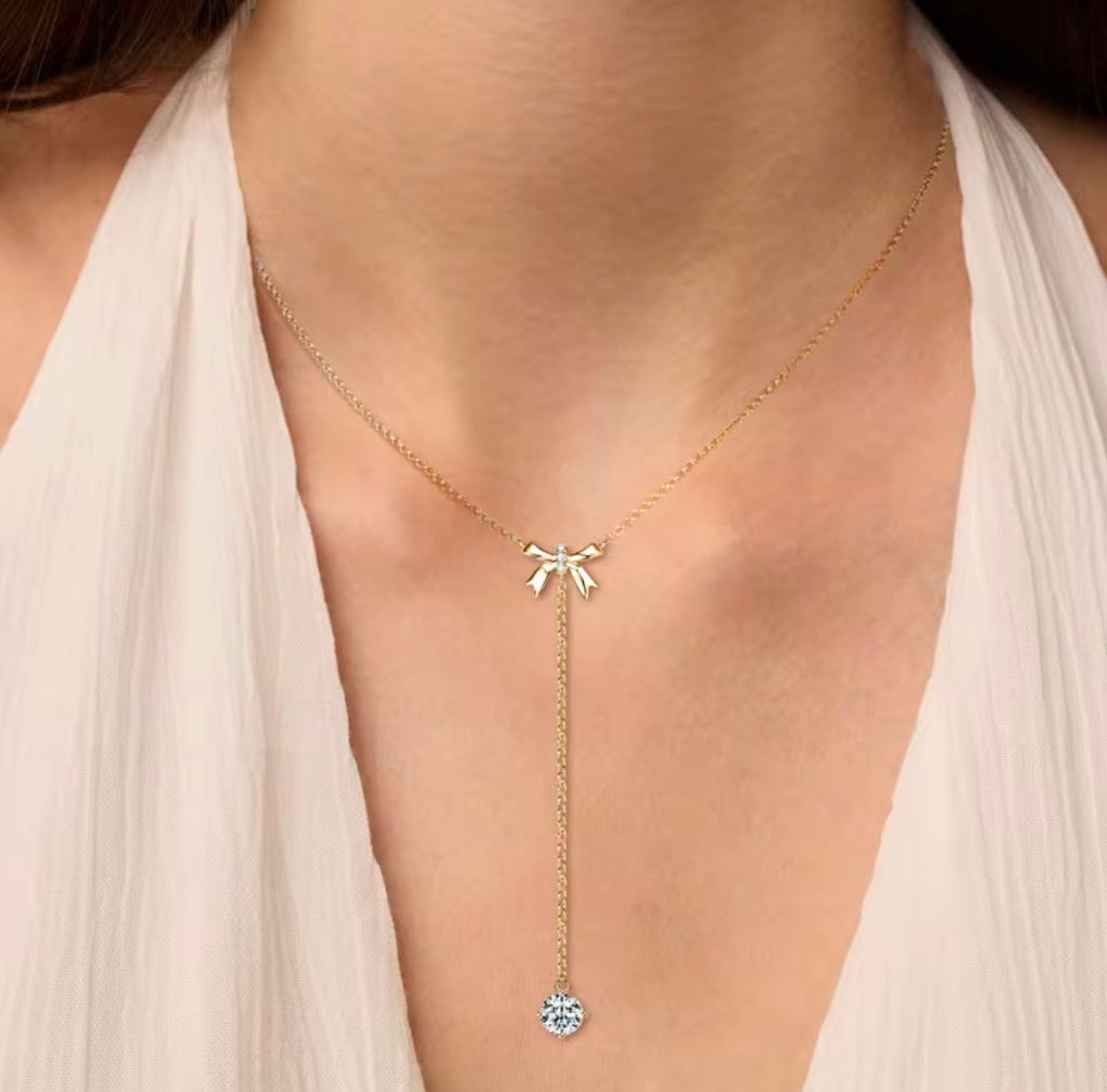 Moissanite Strik Y-Ketting | 925 Sterling Zilver | GRA-gecertificeerd