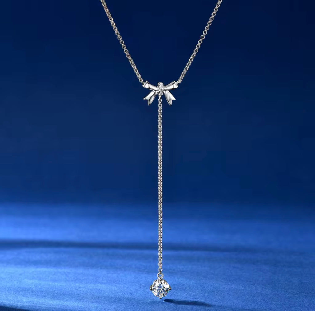 Moissanite Strik Y-Ketting | 925 Sterling Zilver | GRA-gecertificeerd