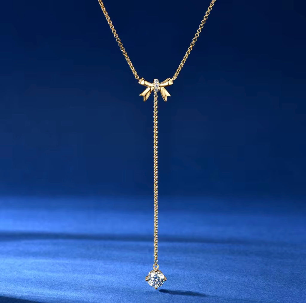 Moissanite Strik Y-Ketting | 925 Sterling Zilver | GRA-gecertificeerd